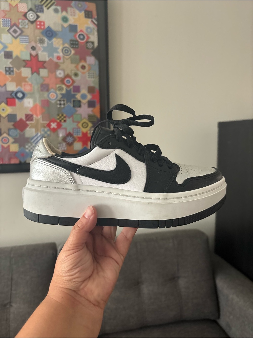 Nike Black/White/Silver Platform Sneaker